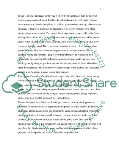 Unfair distribution of resources in africa