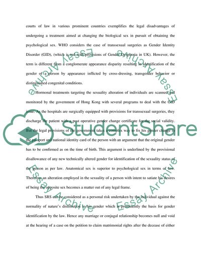 The Issue of Transsexual Marriage in Hong Kongs State Law