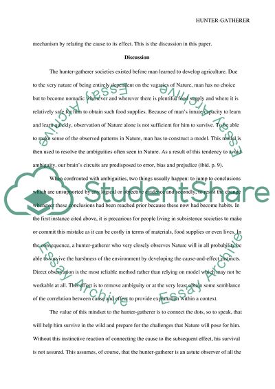 Cause and Effect on the Hunter-Gatherer Societies