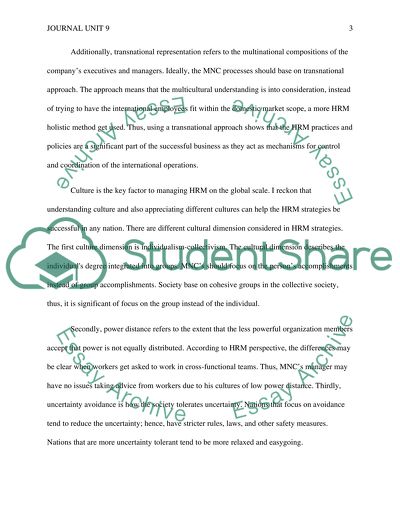 HRM - Journal Report Unit 9