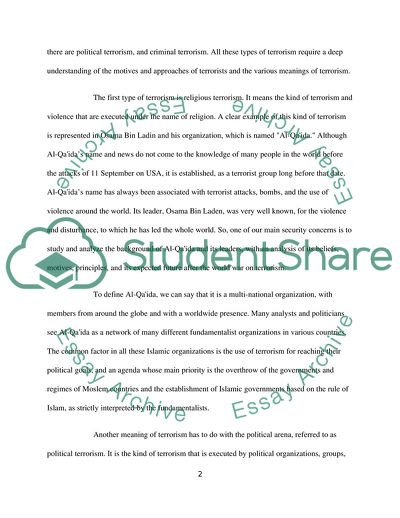 Analysis of the Word Terrorism