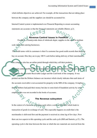 Accounting Information Systems and Control Issues - FoodRUs