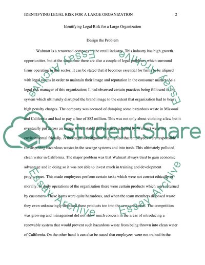 Identifying Legal Risk for a Large Organisation: Walmart