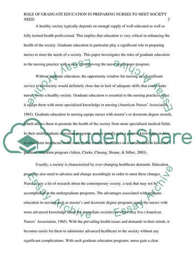 What is the role of graduate education in preparing nurses to meet the needs of our society