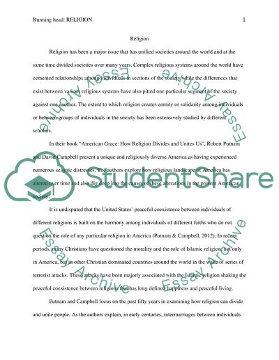 American Grace: How Religion Divides and Unites Us by Robert Putnam and David Campbell