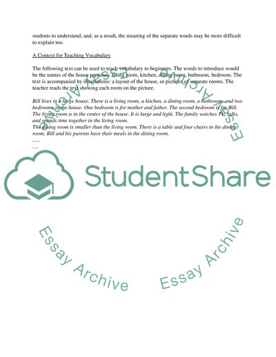 Context and Meaning, Teaching Vocabulary