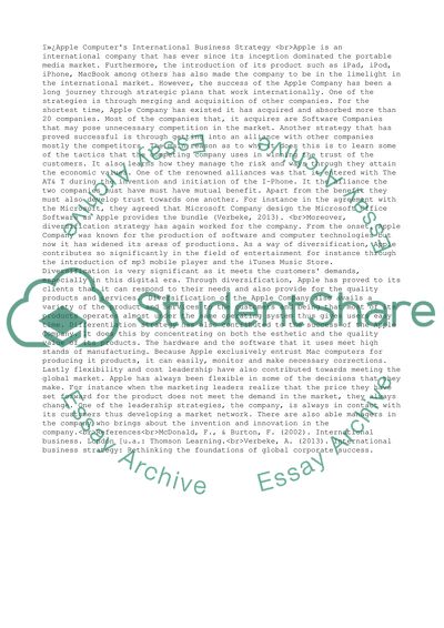 Apple Computers International Business Strategy