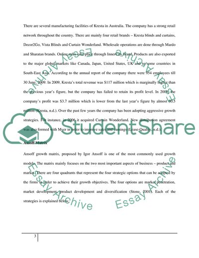 Marketing : Growth Model Using Ansoff