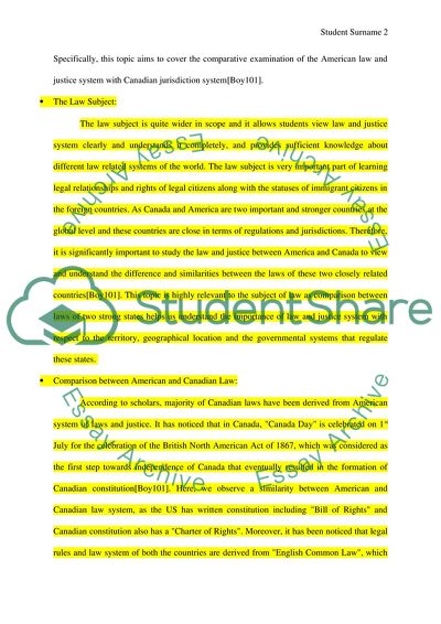 The Law and Justice between America and Canada