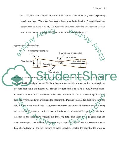 Fluid Mechanics - Bernoullis Equation