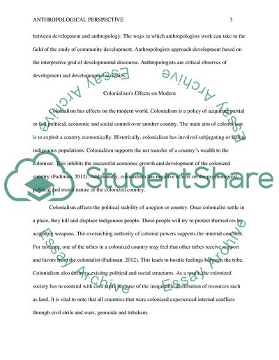 The Anthropological Perspective Regarding Development and Progress