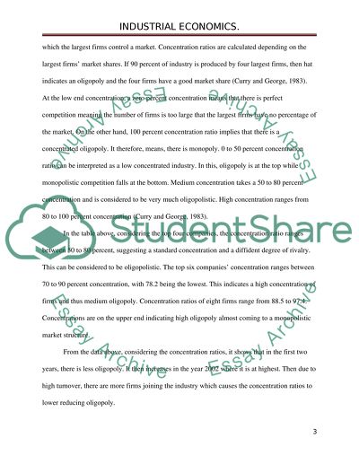Industrial Economics and Concentration Ratio