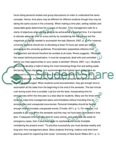 Effective time management skills and techniques are needed for effective university study