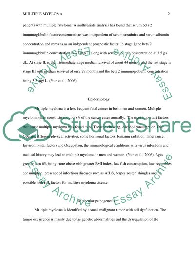 Multiple myeloma and the pathways associated with it and TGF-B. see discription of project