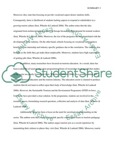 Principles of Tourism Education