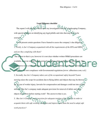Legal Diligence Checklist
