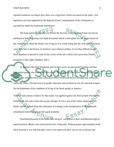 The Supreme Court in Plessy v Ferguson