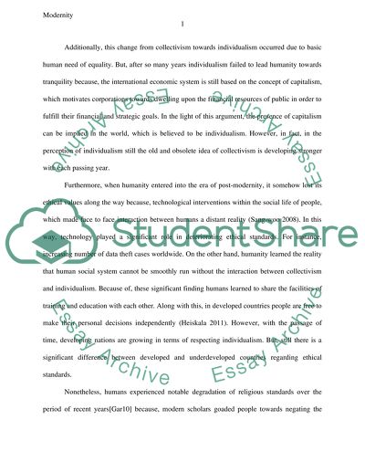 Modernity and Post-Modernity