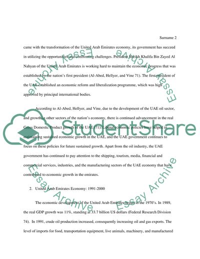 The Discovery of Oil and Economics of the United Arab Emirates