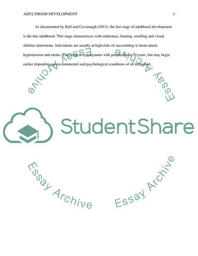 Stages in Adulthood Development