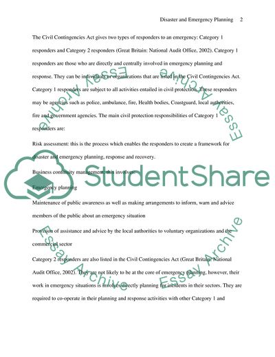 Disaster and Emergency Planning in the UK