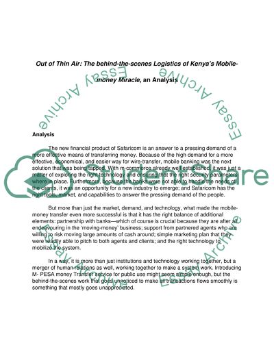 Logistics of Kenyas Mobile Money Miracle