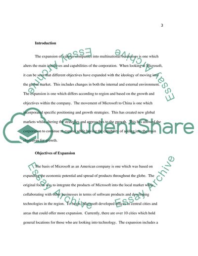 Expansion of Microsoft into Multinational Agreements: Movement into China