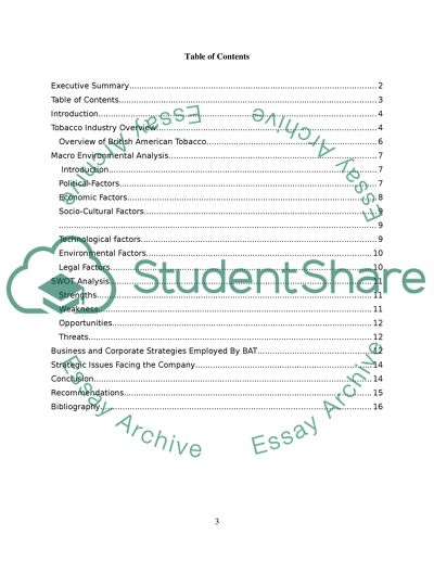 Strategic Analysis of British American Tobacco