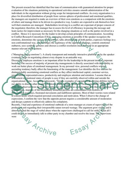 Management of Emotions