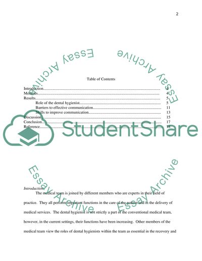 Current Perceptions of the Role of the Dental Hygienist Within the Medical Team