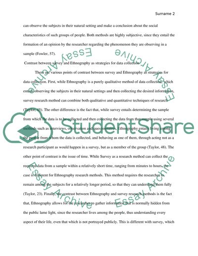 Survey and Ethnography as Strategies for Data Collection