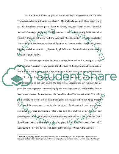 Article Review: The Price is Too High for Imported Food by Phyllis Schlafly