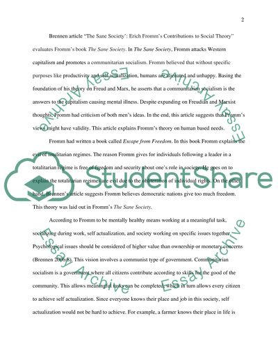 Fromms Human Needs Theory