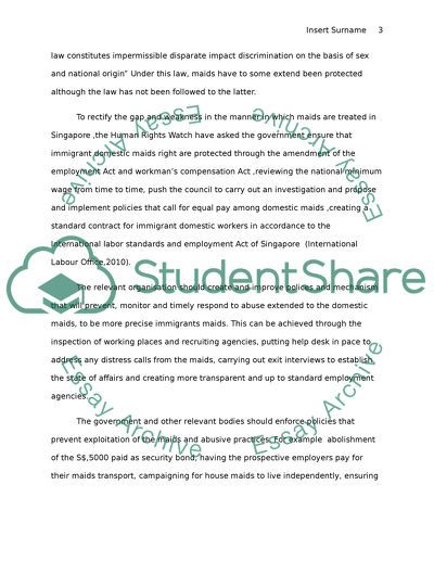 Abuse and Exploitation of Domestic Maids in Singapore