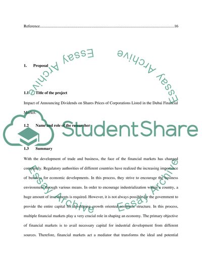 Impact of Announcing Dividends on Shares Prices of Corporation