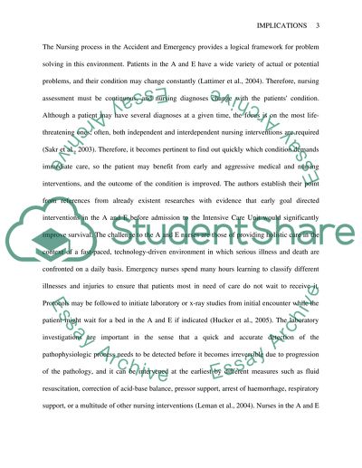 Implications of the Assessment Skills Based on Emergency Management