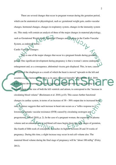Maternal Physiology and Healthy Pregnancy Outcome