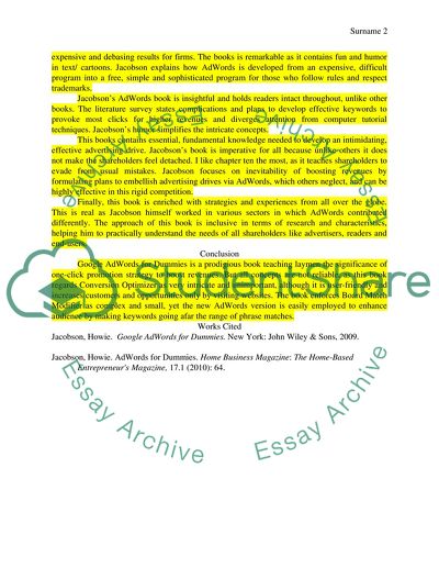 Analysis of Google AdWords for Dummies Book by Howie Jacobson