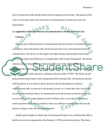 Communication in Health and Social Care Organization