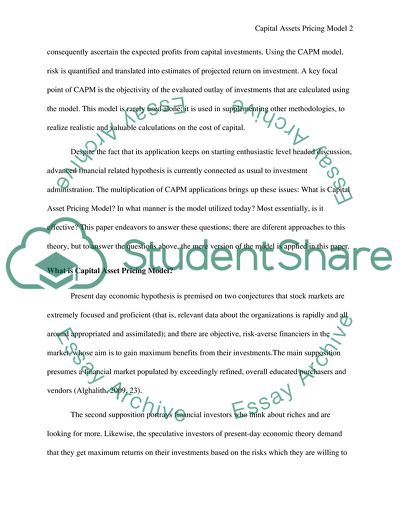 Capital Assets Pricing Model