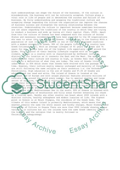 Global Business Cultural Analysis: Greece