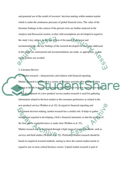 Information Content of Earnings within the Overall Model of Investors Decision Making