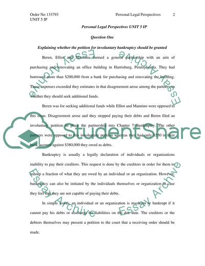 Considering Cases Of Bankruptcy And Reorganisation Of A Partnership