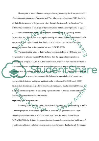 NGOs legitimacy and representation at the global level