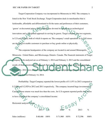 SEC 10K Paper on Target