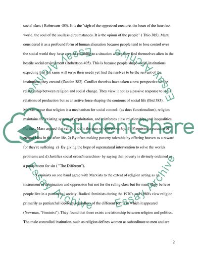 Comparing and contrasting functionalist,marxist and feminist perspective on religion