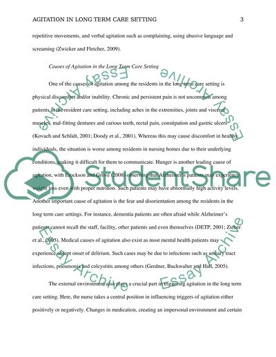 Agitation in long term care setting