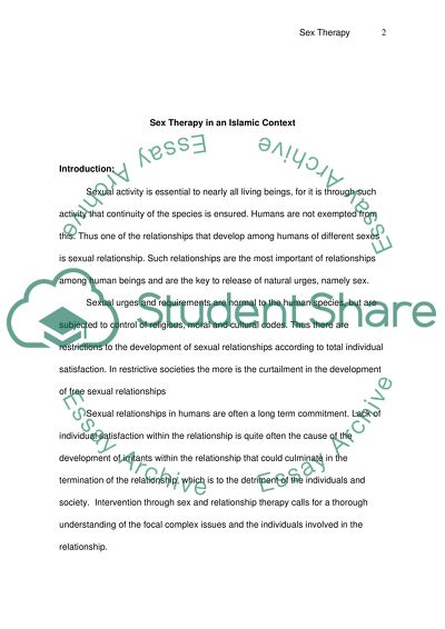 Sex Therapy in an Islamic Context