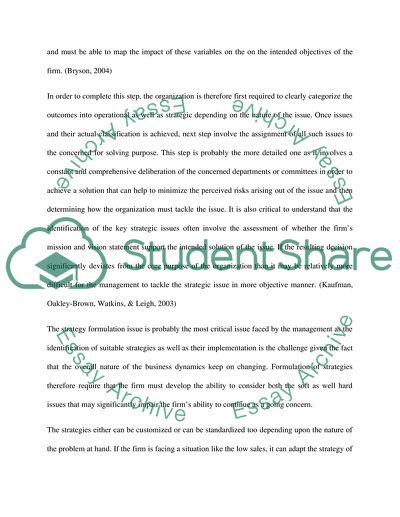 Assignment 6 Strategic Planning Process - Steps 4, 5, 6, and 7