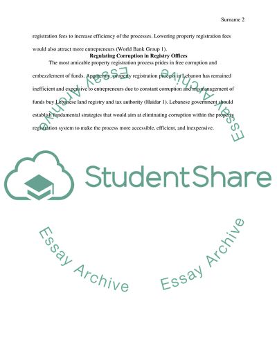 How to make the registration of property more efficient to entrepreneurs in Beirut Lebanon